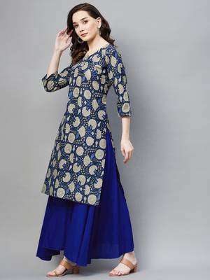 Blue printed cotton ethnic-kurtis 3
