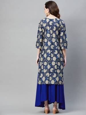 Blue printed cotton ethnic-kurtis 4