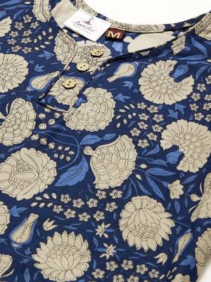Blue printed cotton ethnic-kurtis 5