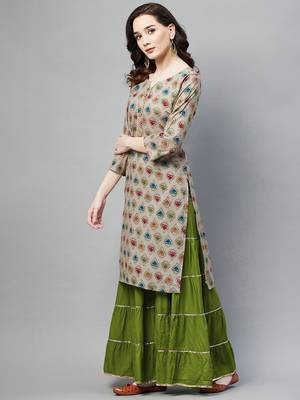 Grey printed cotton ethnic-kurtis 3