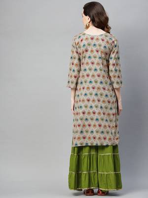 Grey printed cotton ethnic-kurtis 4
