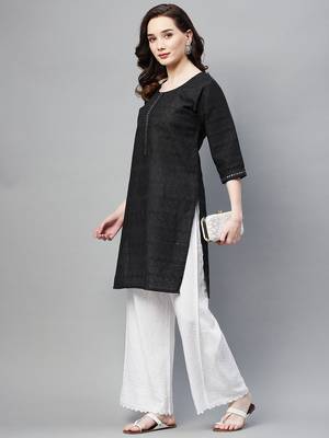 Black embroidered chiffon ethnic-kurtis 2
