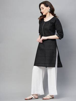 Black embroidered chiffon ethnic-kurtis 3