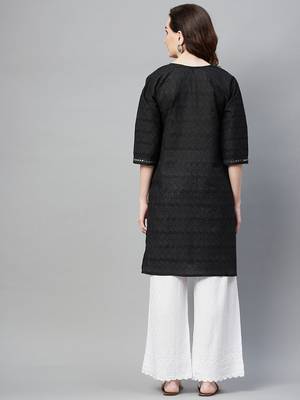Black embroidered chiffon ethnic-kurtis 4