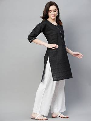 Black embroidered chiffon ethnic-kurtis 5