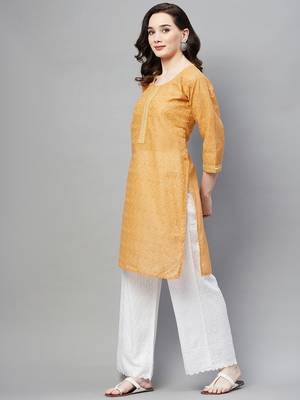 Beige embroidered chiffon ethnic-kurtis 3