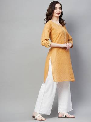 Beige embroidered chiffon ethnic-kurtis 5