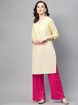 Lemon embroidered chiffon ethnic-kurtis 3
