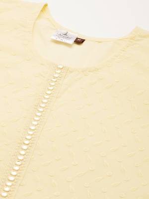 Lemon embroidered chiffon ethnic-kurtis 5