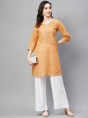 Beige embroidered chiffon ethnic-kurtis 2