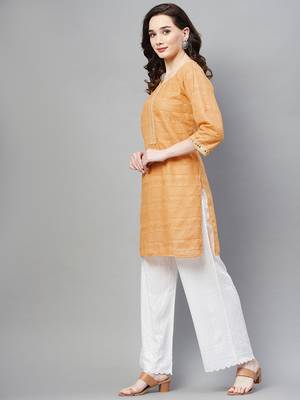 Beige embroidered chiffon ethnic-kurtis 3