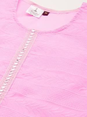 Pink embroidered chiffon ethnic-kurtis 5
