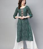 Green printed cotton ethnic-kurtis