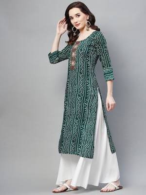 Green printed cotton ethnic-kurtis 3