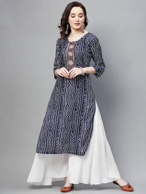 Blue printed cotton ethnic-kurtis 1
