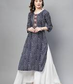 Blue printed cotton ethnic-kurtis