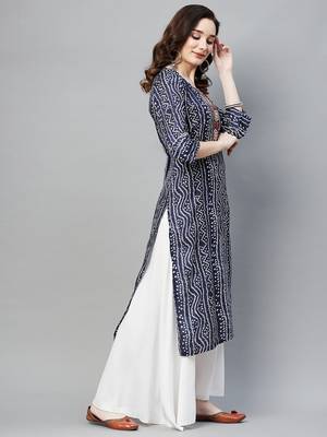 Blue printed cotton ethnic-kurtis 2