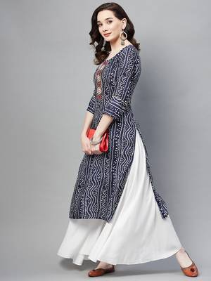 Blue printed cotton ethnic-kurtis 3