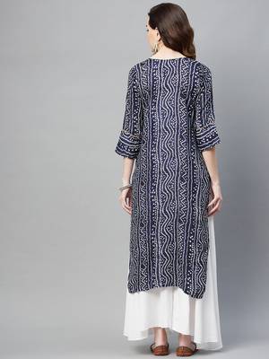 Blue printed cotton ethnic-kurtis 4