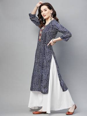 Blue printed cotton ethnic-kurtis 5