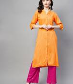 Yellow printed cotton ethnic-kurtis