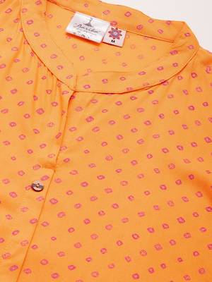 Yellow printed cotton ethnic-kurtis 5