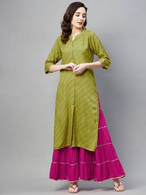 Green printed cotton ethnic-kurtis 1