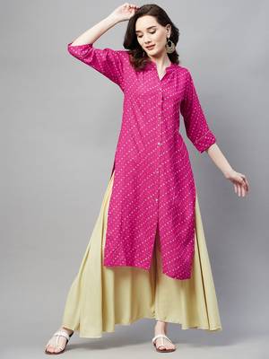 Rani-pink printed cotton ethnic-kurtis 1