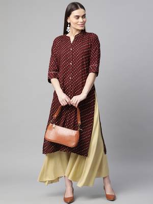 Wine printed cotton ethnic-kurtis 2