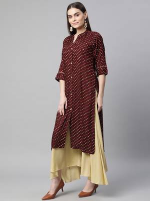 Wine printed cotton ethnic-kurtis 3