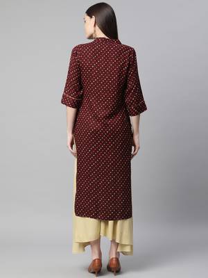 Wine printed cotton ethnic-kurtis 4