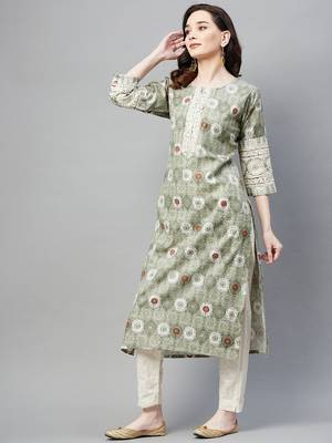 Green printed cotton ethnic-kurtis 3