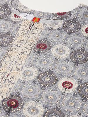 Grey printed cotton ethnic-kurtis 5