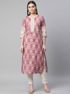 Purple printed cotton ethnic-kurtis 1
