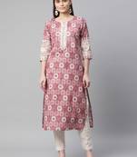 Purple printed cotton ethnic-kurtis
