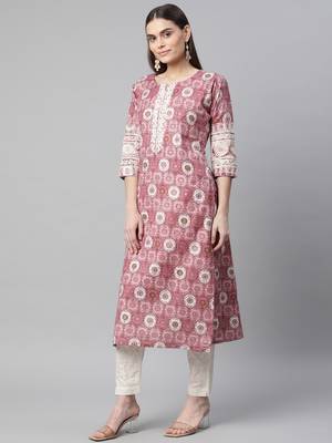 Purple printed cotton ethnic-kurtis 3