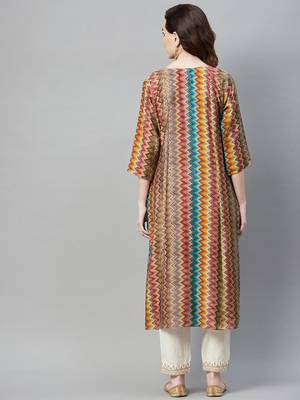 Light-red printed cotton ethnic-kurtis 4