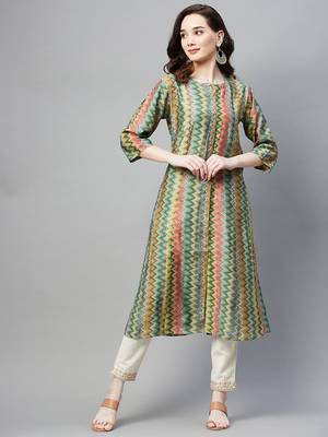 Green printed cotton ethnic-kurtis 1