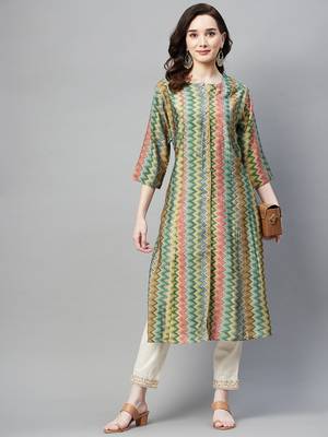 Green printed cotton ethnic-kurtis 2