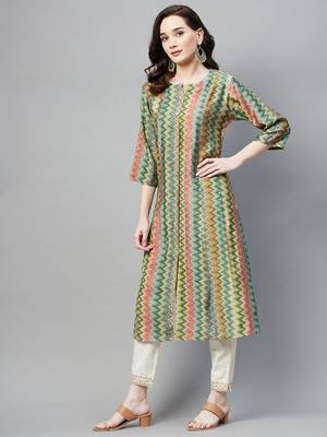 Green printed cotton ethnic-kurtis 3