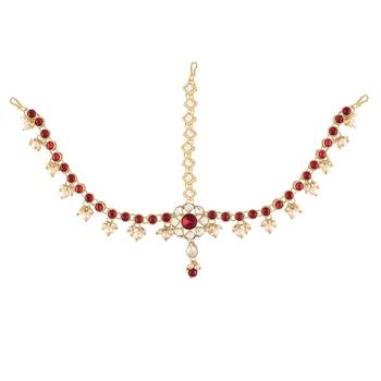 Kundan Studded Bridal Matha Patti Maang Tikka for Women  3