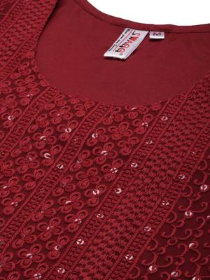 Maroon embroidered georgette chikankari-kurtis 4