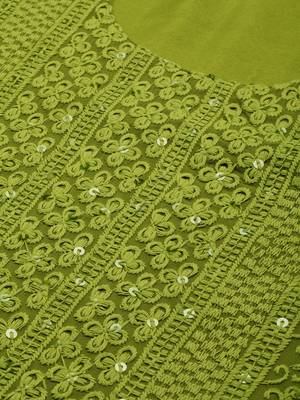 Green embroidered georgette chikankari-kurtis 4