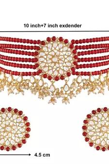 Traditional Choker Set Glided With Kundan & Pearls