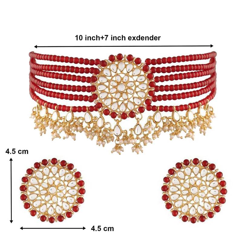 Traditional Choker Set Glided With Kundan & Pearls