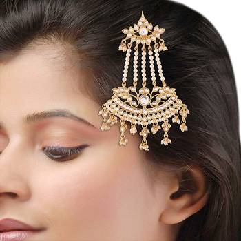 Kundan & Pearl Pasa/Hair Kalank Inspired Jewellery for Women 3