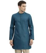 Blue plain cotton poly men-kurtas