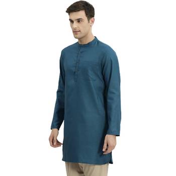 Blue plain cotton poly men-kurtas 2
