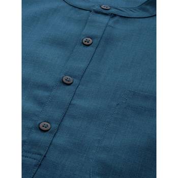 Blue plain cotton poly men-kurtas 4