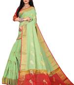 Light green woven chanderi saree with blouse